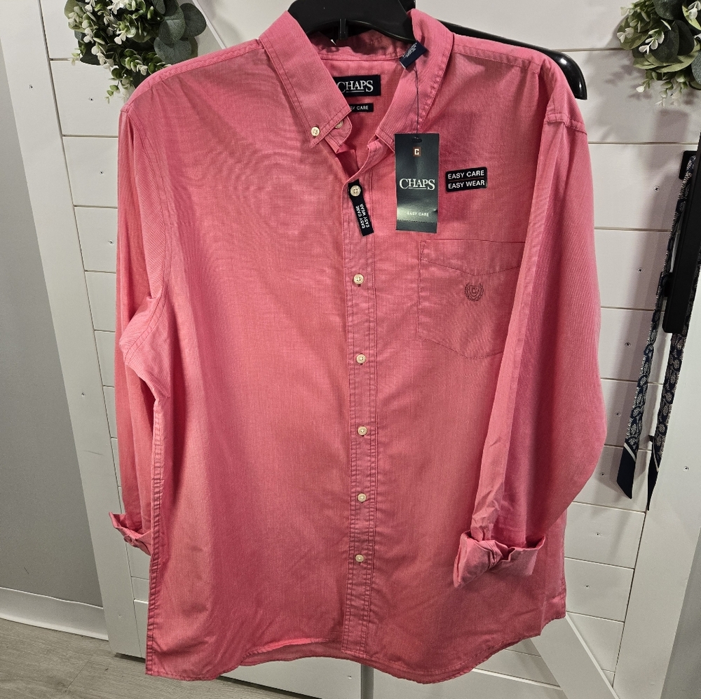 Chaps Pink Casual Button Down Shirt